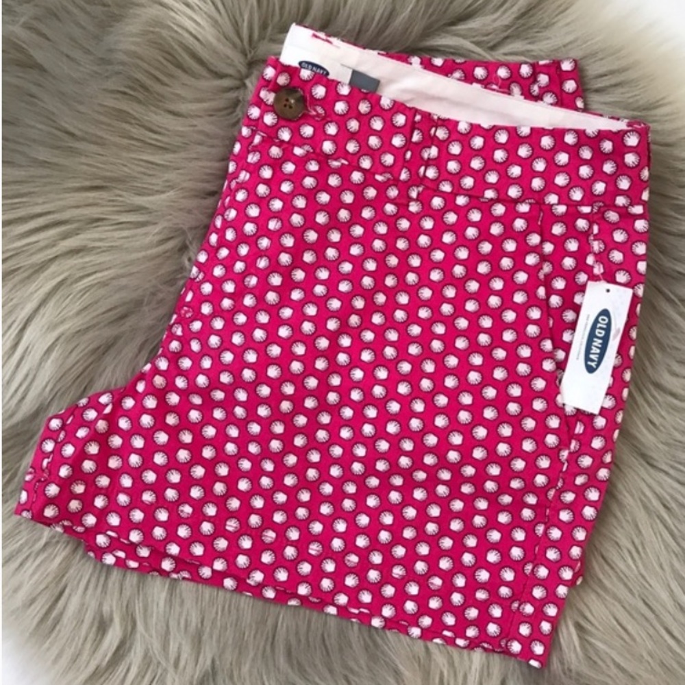 Bright Pink Seashell Print Shorts